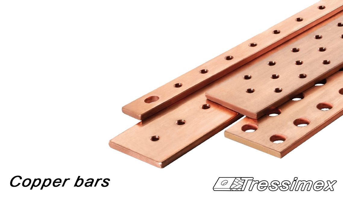 Bare or tinned copper bars with punched of threaded holes - Tressimex