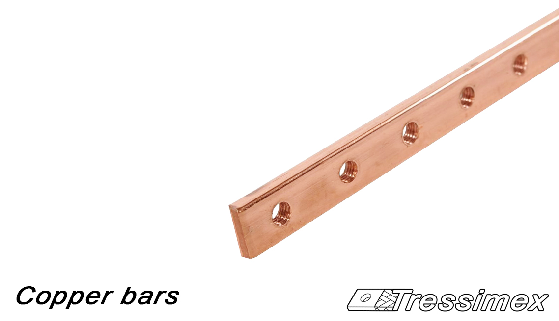 Bare or tinned copper bars with punched of threaded holes - Tressimex