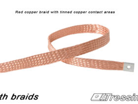 Earth braid with bare copper wires and tinned contact areas